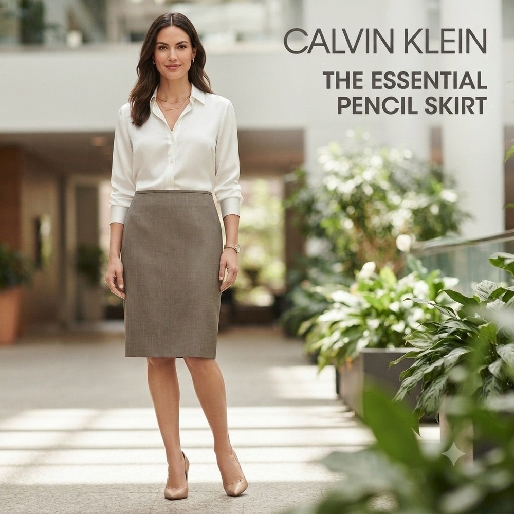 Calvin Klein Taupe Pencil Skirt